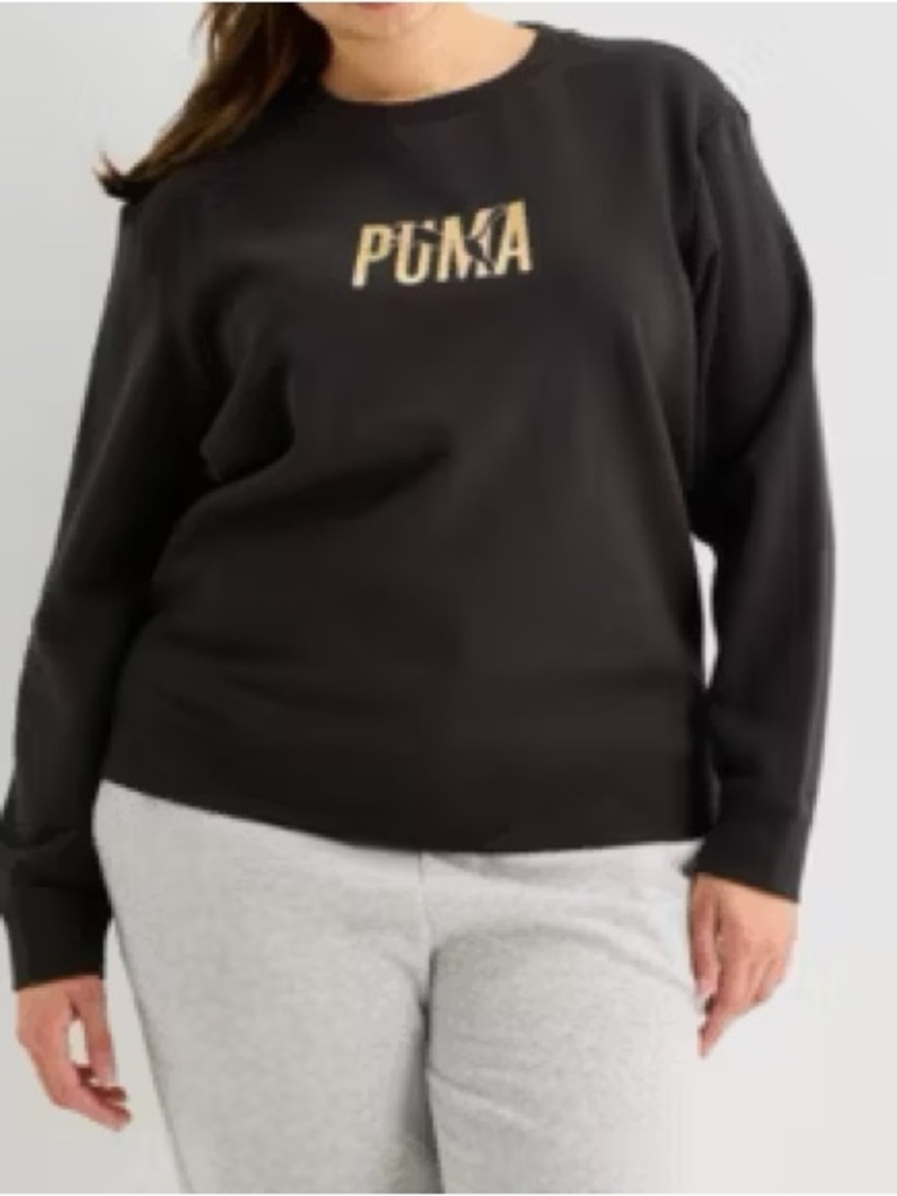 Puma Black Crewneck Sweatshirt with Gold Logo